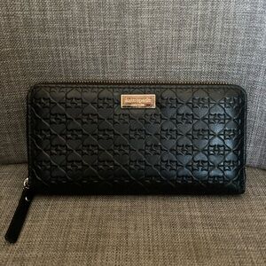 Kate Spade Neda Penn Place Black Leather Large Zip-Around Continental Wallet